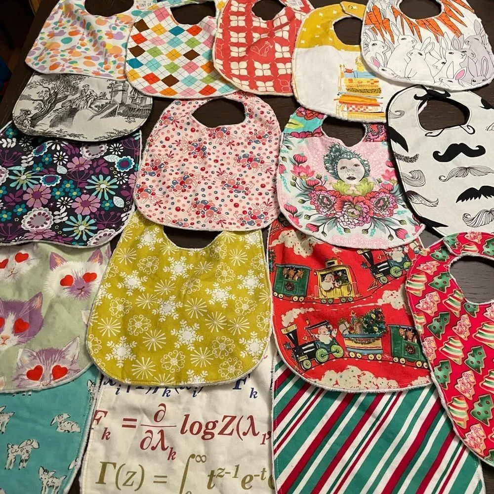 17 Custom Handmade Infant Bibs Gorgeous Patterns and Prints!!